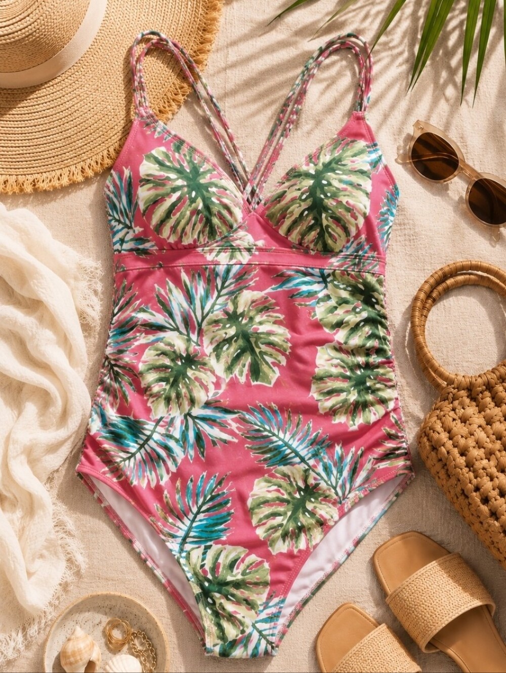Isabel Maternity Ingrid & Isabel Tropical Palm One Piece Swimsuit D/DD L